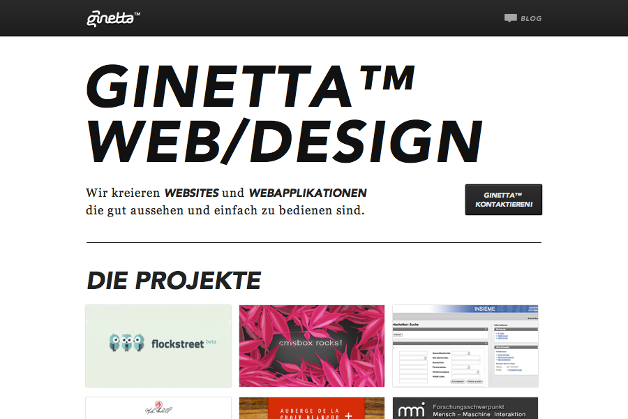 Screenshot Ginetta homepage